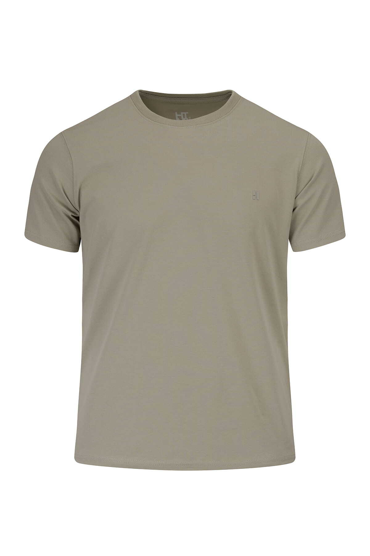 Haki Regular Fit Bisiklet Yaka Pamuklu Tişört - 1