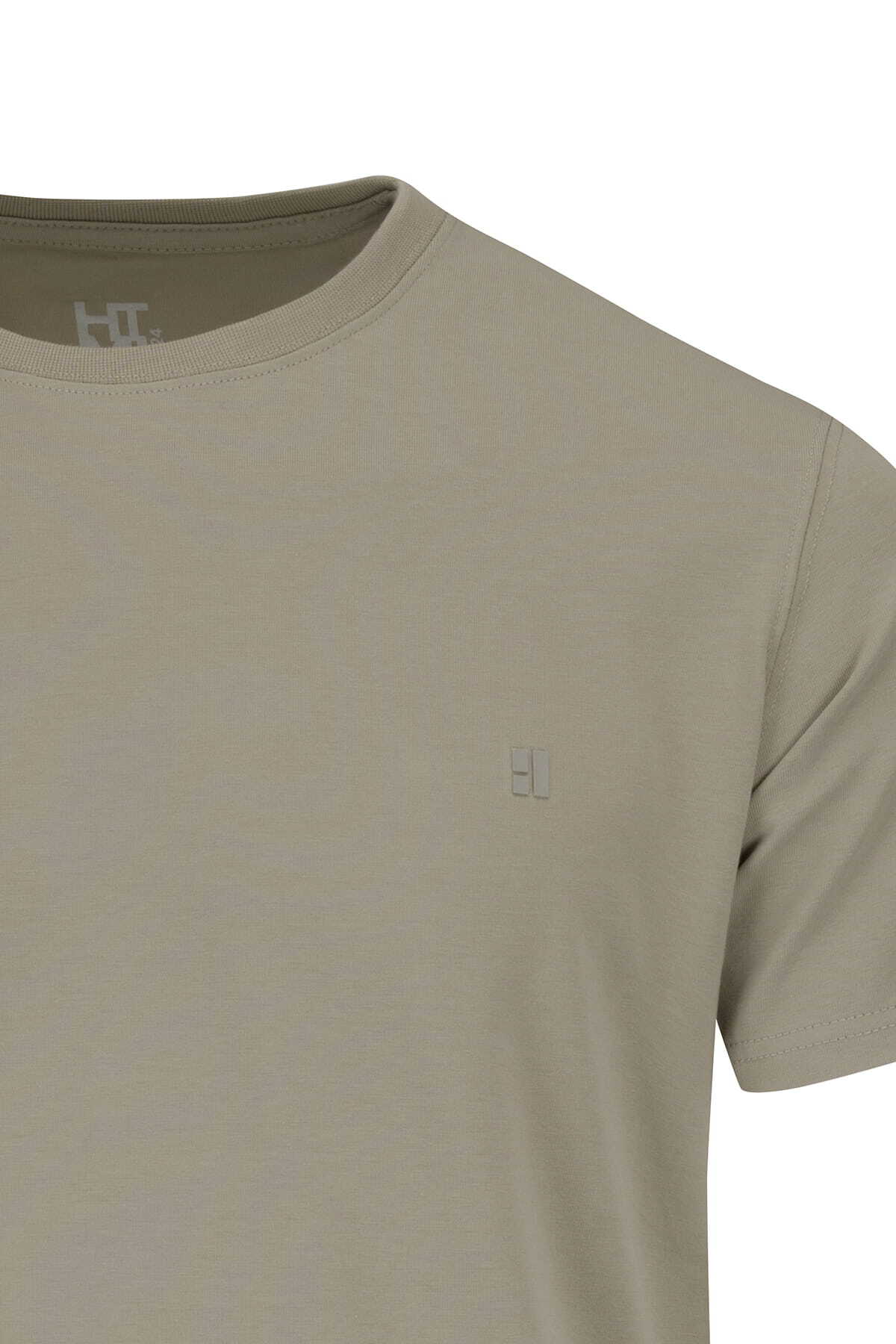 Haki Regular Fit Bisiklet Yaka Pamuklu Tişört - 2