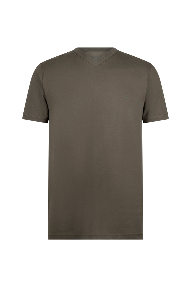 Haki Regular Fit Bisiklet Yaka Pamuklu Tişört - HTML