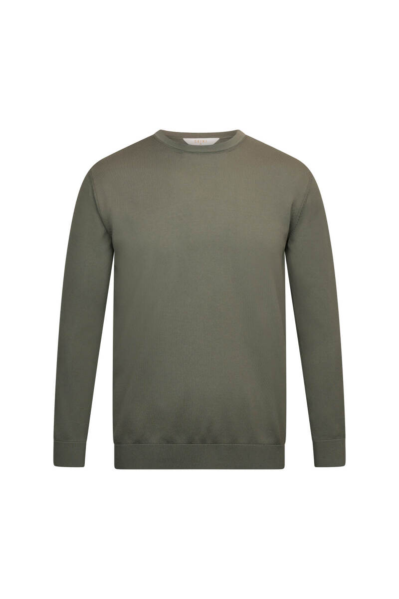 Haki Regular Fit Bisiklet Yaka Rayon Triko Kazak - Hatem Saykı