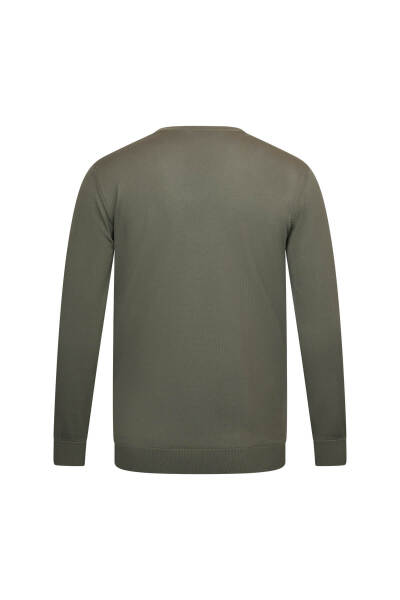 Haki Regular Fit Bisiklet Yaka Rayon Triko Kazak - 2