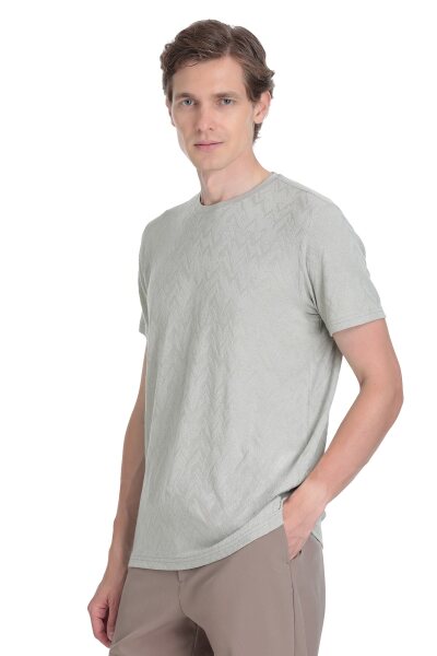 Haki Regular Fit Bisiklet Yaka Tişört 
