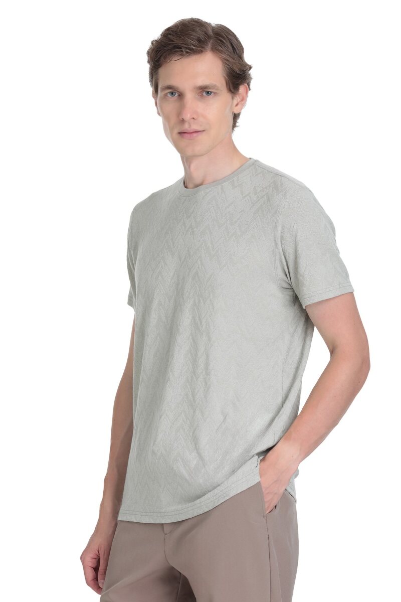 Haki Regular Fit Bisiklet Yaka Tişört - Hatemoğlu