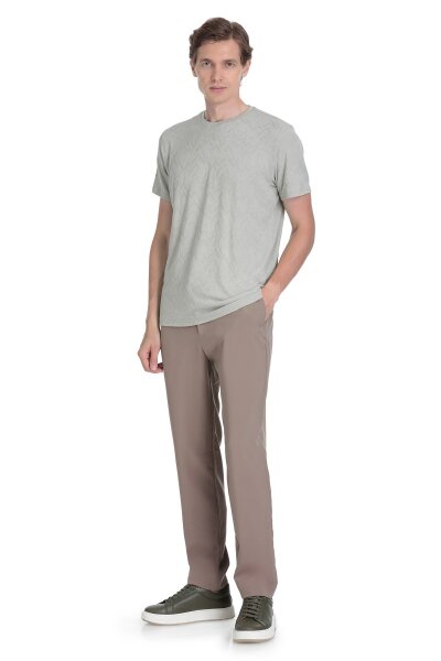 Haki Regular Fit Bisiklet Yaka Tişört - 2