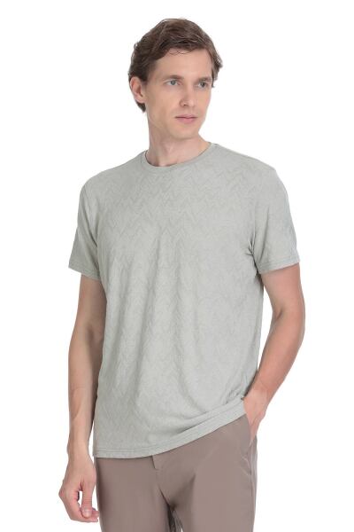 Haki Regular Fit Bisiklet Yaka Tişört - 3