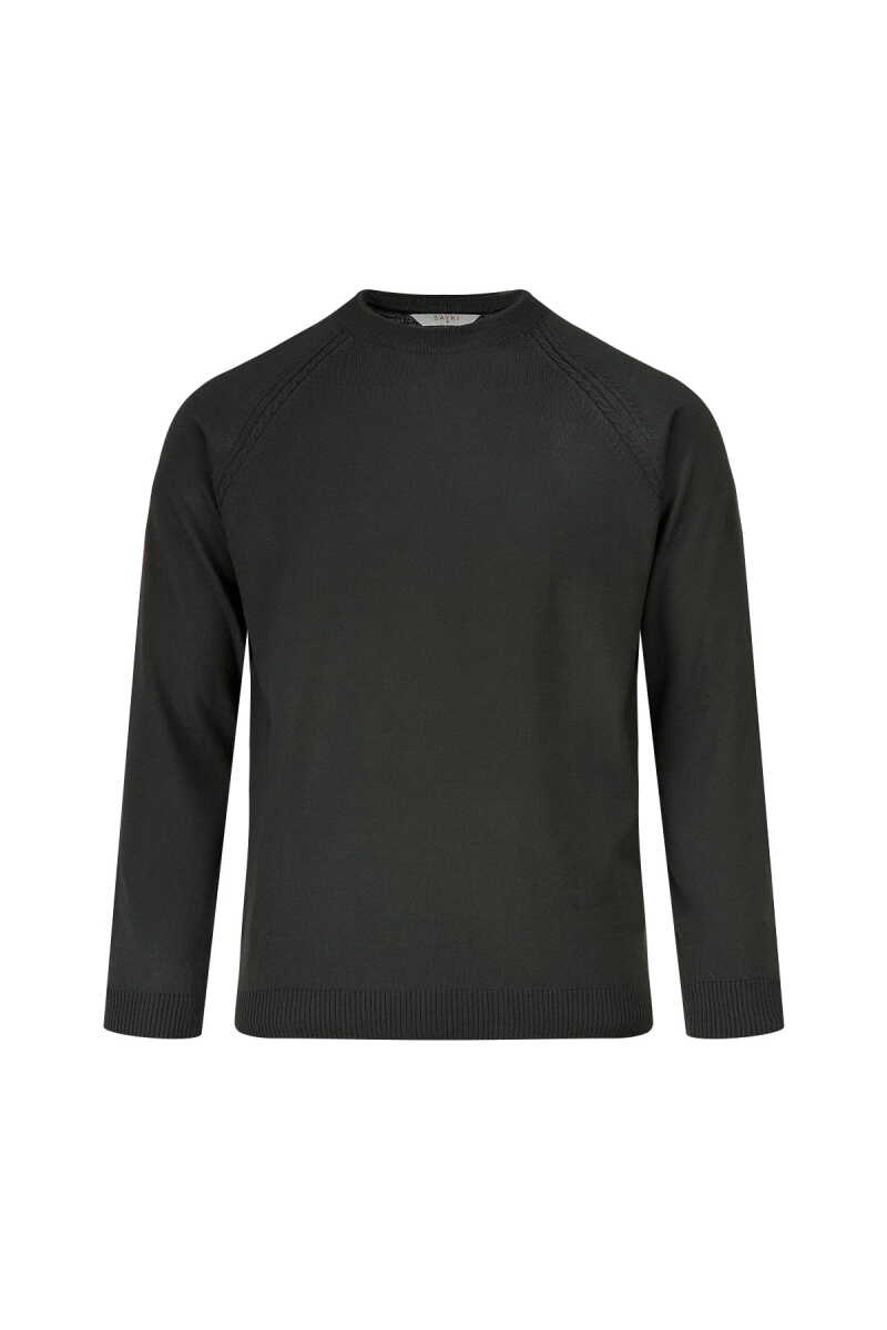 Haki Regular Fit Bisiklet Yaka Yünlü Kazak