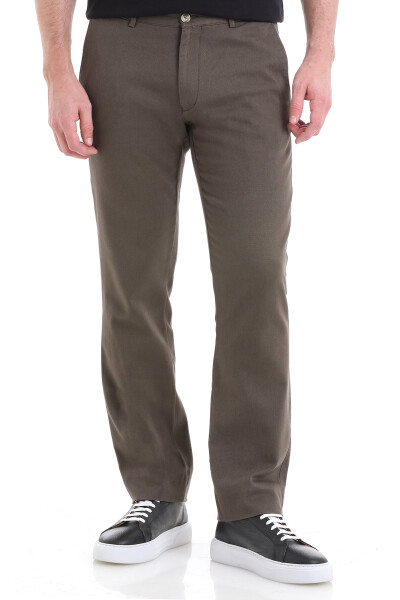 Haki Regular Fit Pamuklu Yandan Cepli Kanvas Pantolon - 4