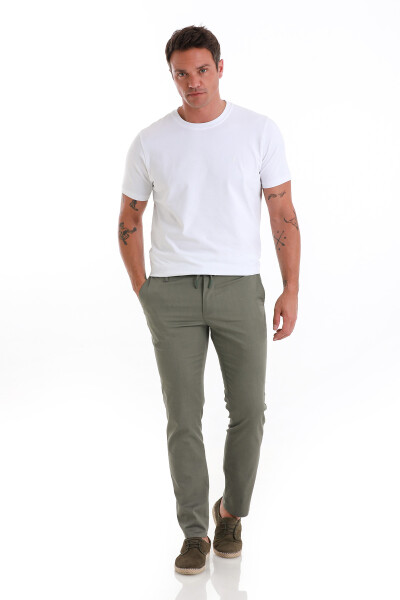 Haki Regular Fit Desenli Yandan Cep Pamuklu Jogger Pantolon - 2