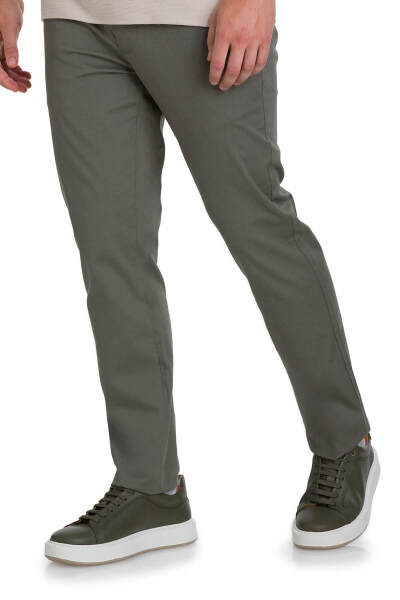 Haki Regular Fit Desenli Yandan Cepli Pamuklu Jogger Pantolon - 5