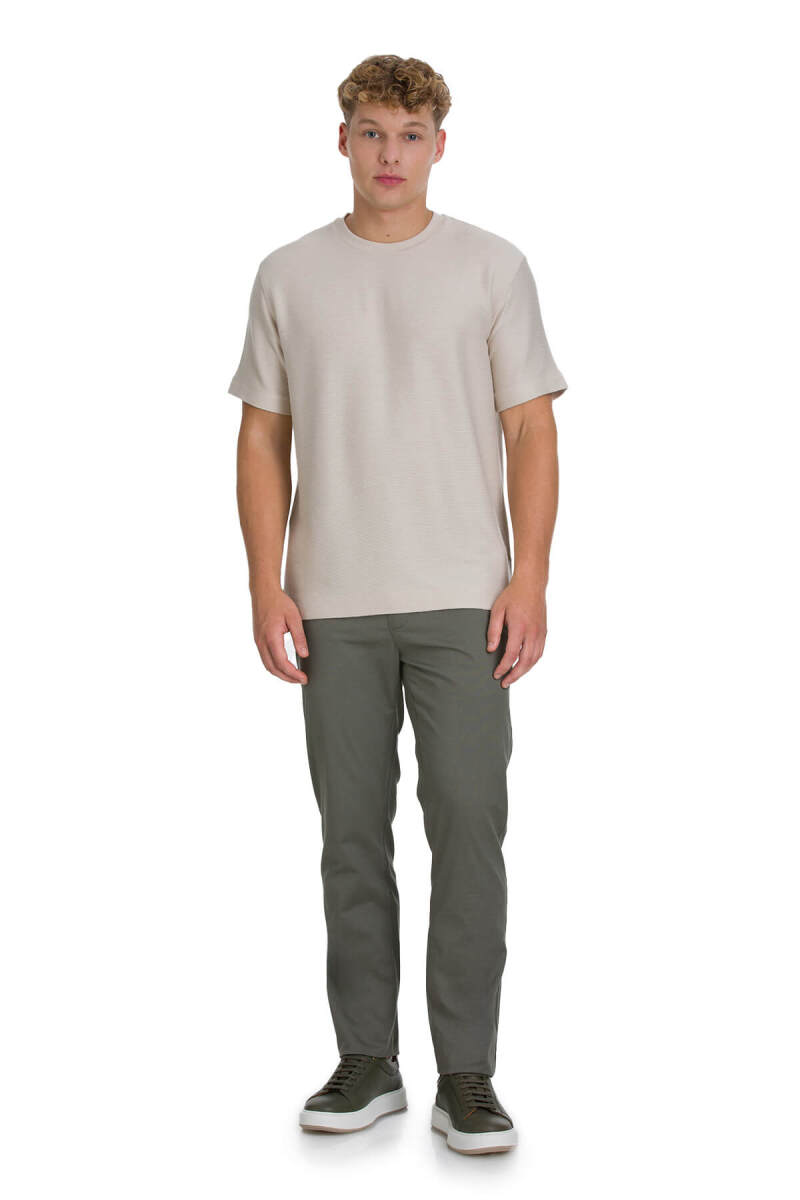 Haki Regular Fit Desenli Yandan Cepli Pamuklu Jogger Pantolon - Hatemoğlu