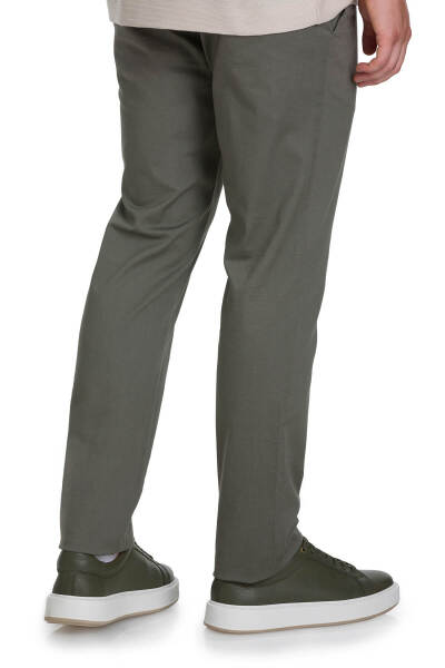 Haki Regular Fit Desenli Yandan Cepli Pamuklu Jogger Pantolon - 5