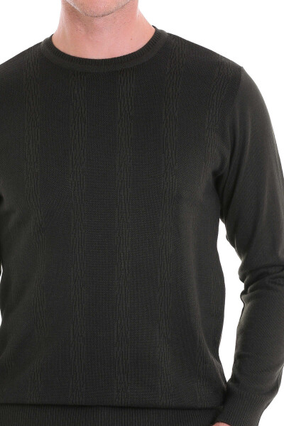 Haki Comfort Fit Jakarlı Bisiklet Yaka Yünlü Triko Kazak - 5