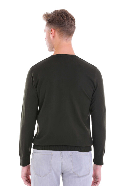 Haki Comfort Fit Jakarlı Bisiklet Yaka Yünlü Triko Kazak - 6