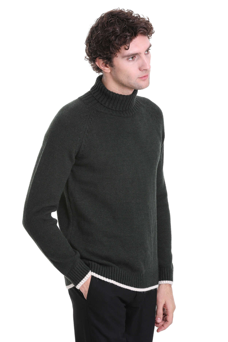 Haki Regular Fit Balıkçı Yaka Triko Kazak - HTML (1)