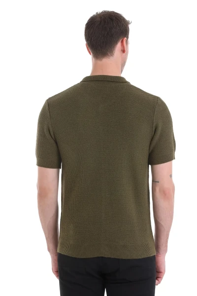 Haki Regular Fit Düğmeli Kısa Kollu Triko Hırka - 6