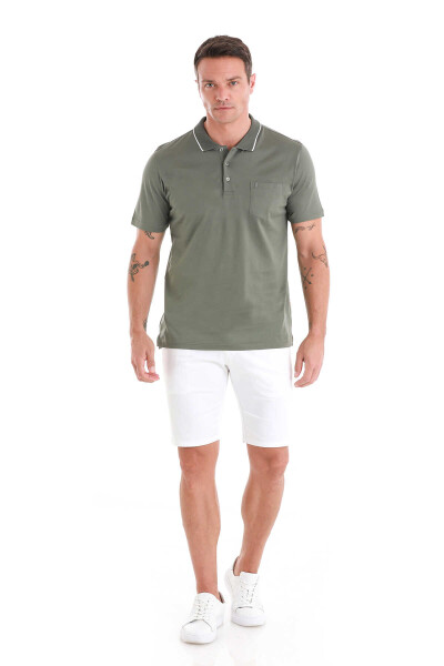 Haki Regular Fit Merserize Polo Yaka 100% Pamuk Tişört - 2