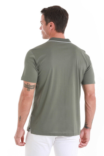 Haki Regular Fit Merserize Polo Yaka 100% Pamuk Tişört - 5