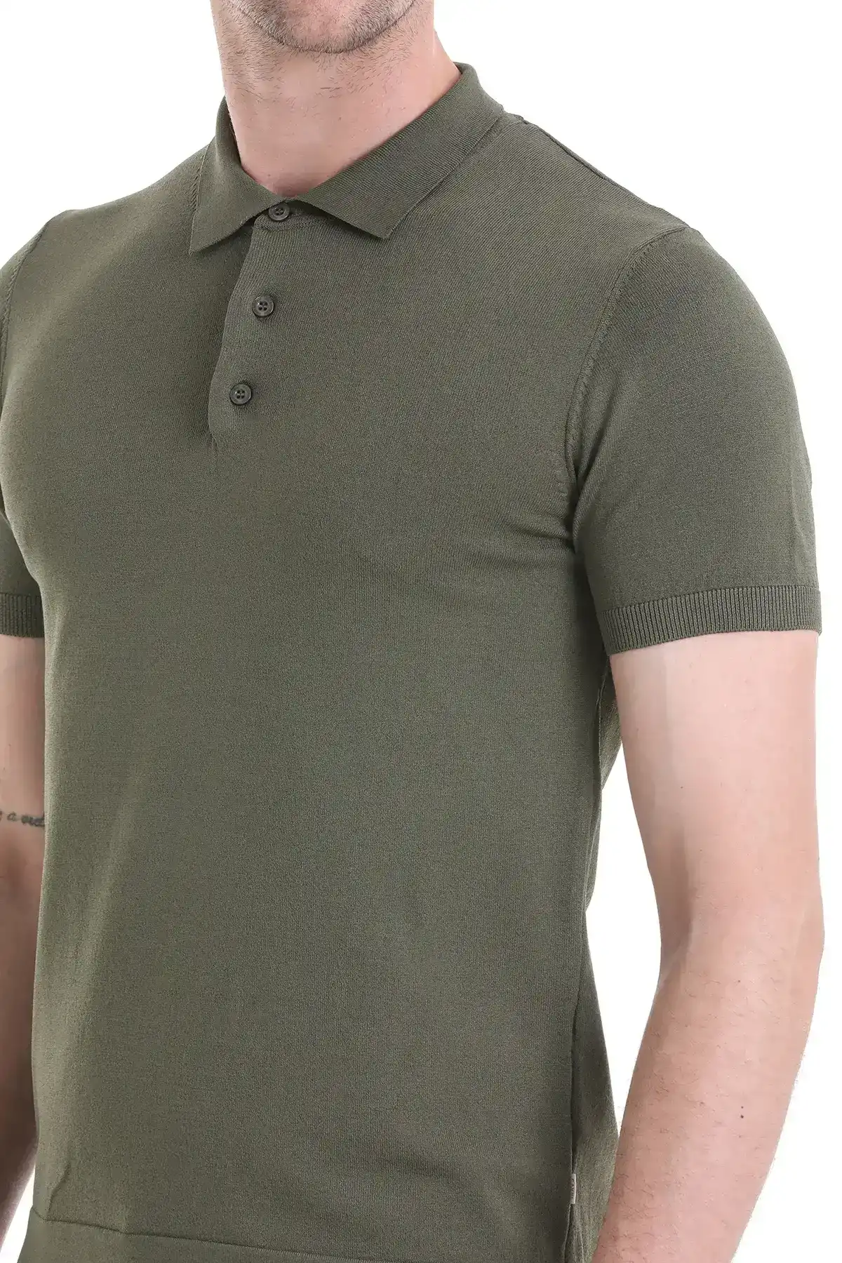 Haki Regular Fit Polo Yaka Rayon Tişört - 5
