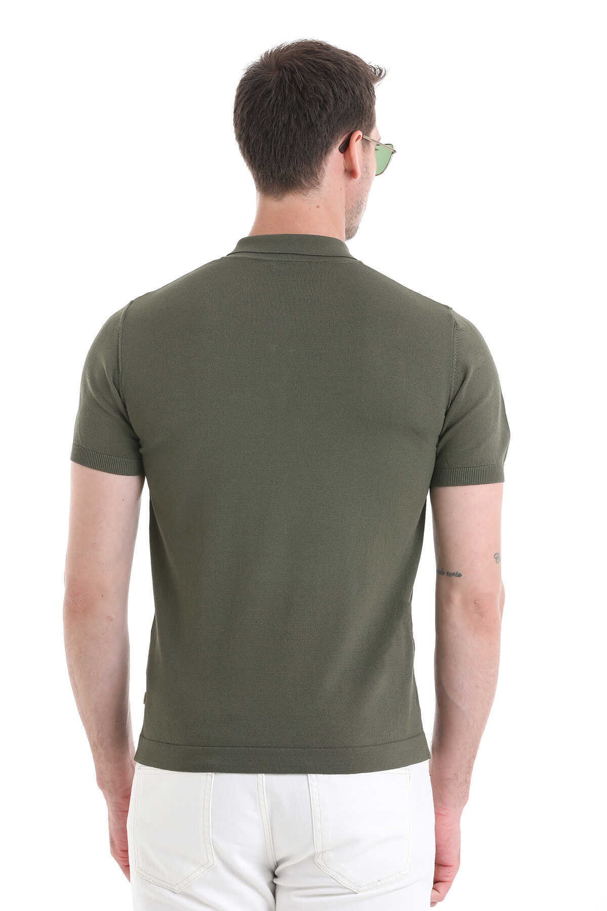 Haki Regular Fit Polo Yaka Rayon Tişört - 6