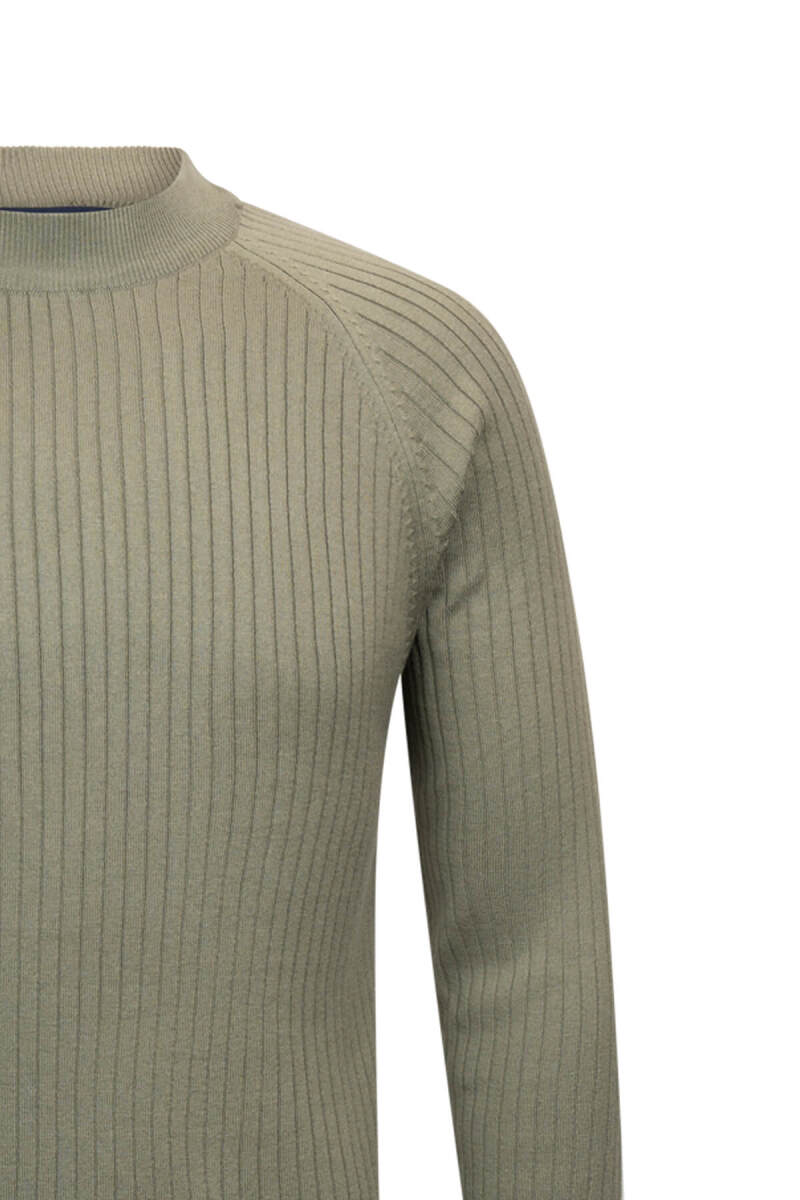 Haki Regular Fit Fitilli Çeyrek Balıkçı Yaka Pamuklu Triko Kazak - HTML (1)