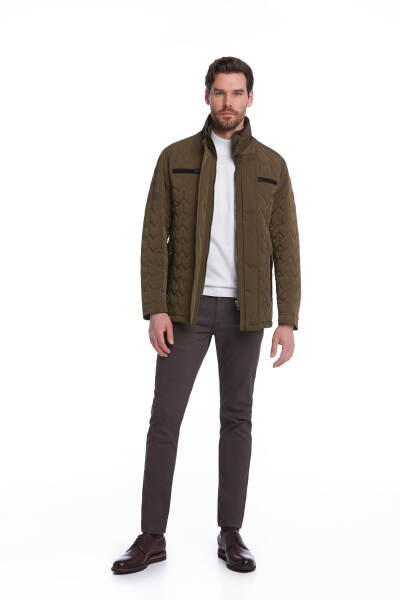 Haki Regular Fit Hakim Yaka Kapitone Spor Mont - 2