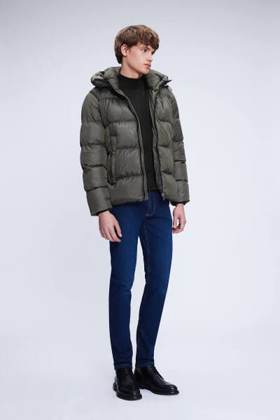 Haki Regular Fit Hakim Yaka Kapüşonlu Şişme Mont - 2