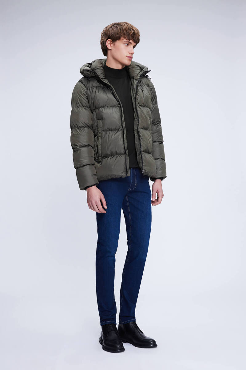 Haki Regular Fit Hakim Yaka Kapüşonlu Şişme Mont - Hatemoğlu (1)