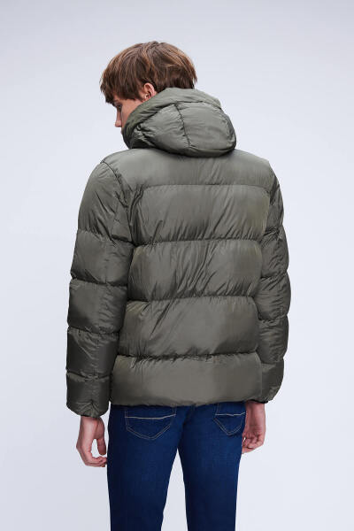 Haki Regular Fit Hakim Yaka Kapüşonlu Şişme Mont - 5