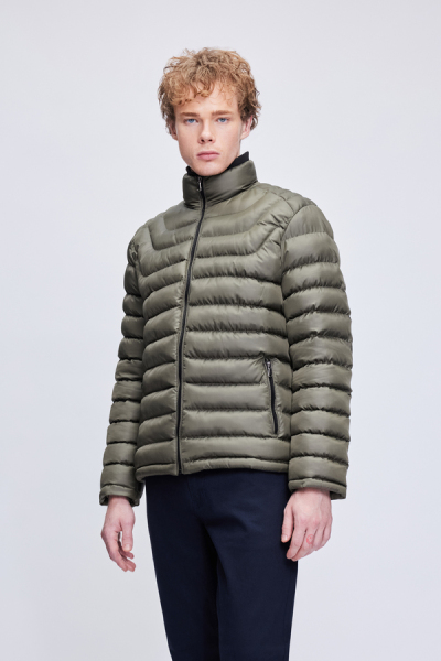 Haki Regular Fit Hakim Yaka Şişme Mont - 3