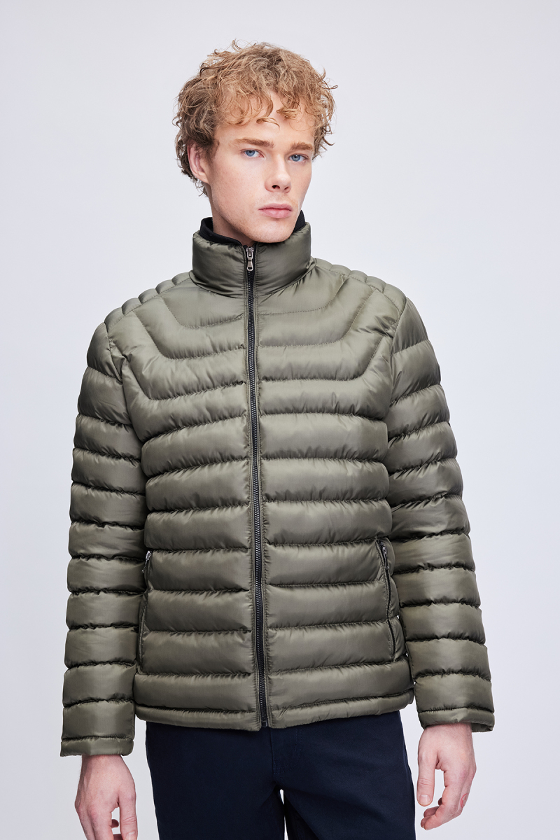 Haki Regular Fit Hakim Yaka Şişme Mont - Hatemoğlu (1)