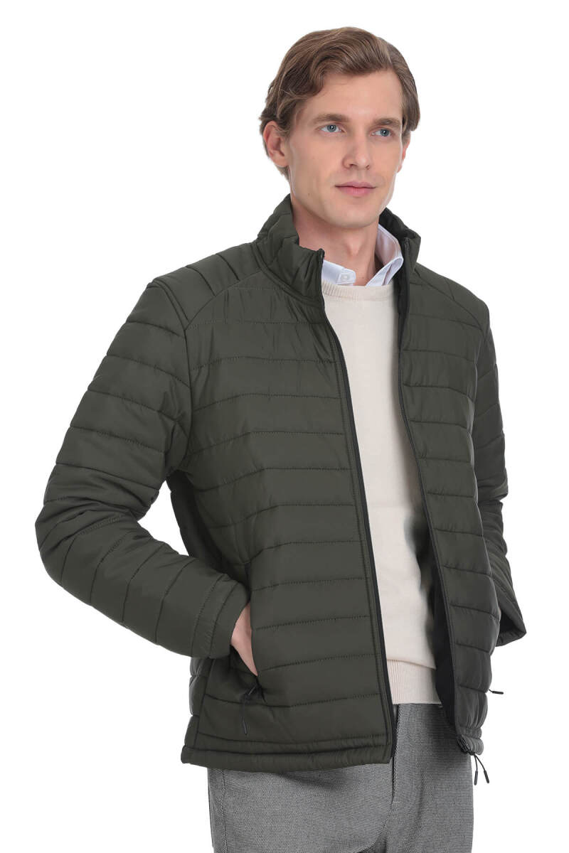 Haki Regular Fit Hakim Yaka Şişme Mont - HTML (1)