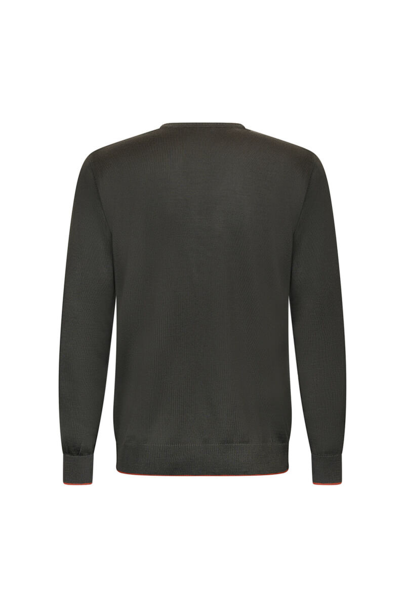 Haki Regular Fit Jakarlı Bisiklet Yaka Yünlü Triko Kazak - Hatemoğlu (1)