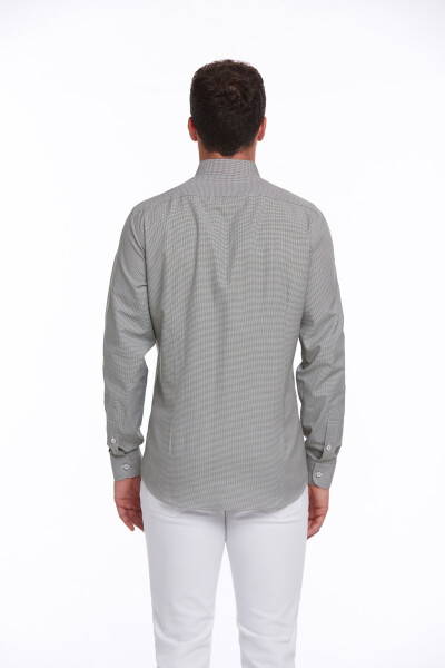 Haki Regular Fit Desenli Pamuklu Slim Yaka Uzun Kollu Klasik Gömlek - 9