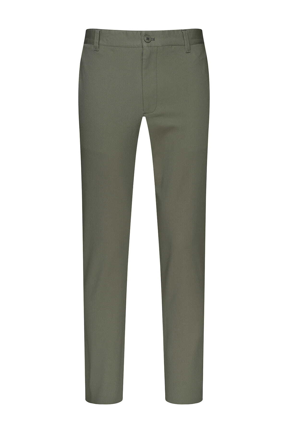 Haki Regular Fit Yandan Cepli Pamuklu Kanvas Pantolon - 2