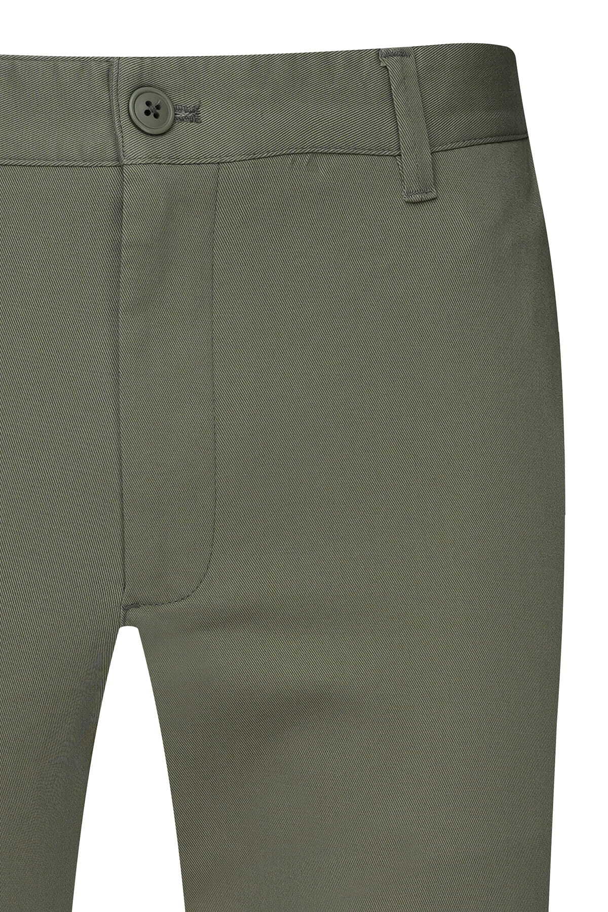 Haki Regular Fit Yandan Cepli Pamuklu Kanvas Pantolon - 3