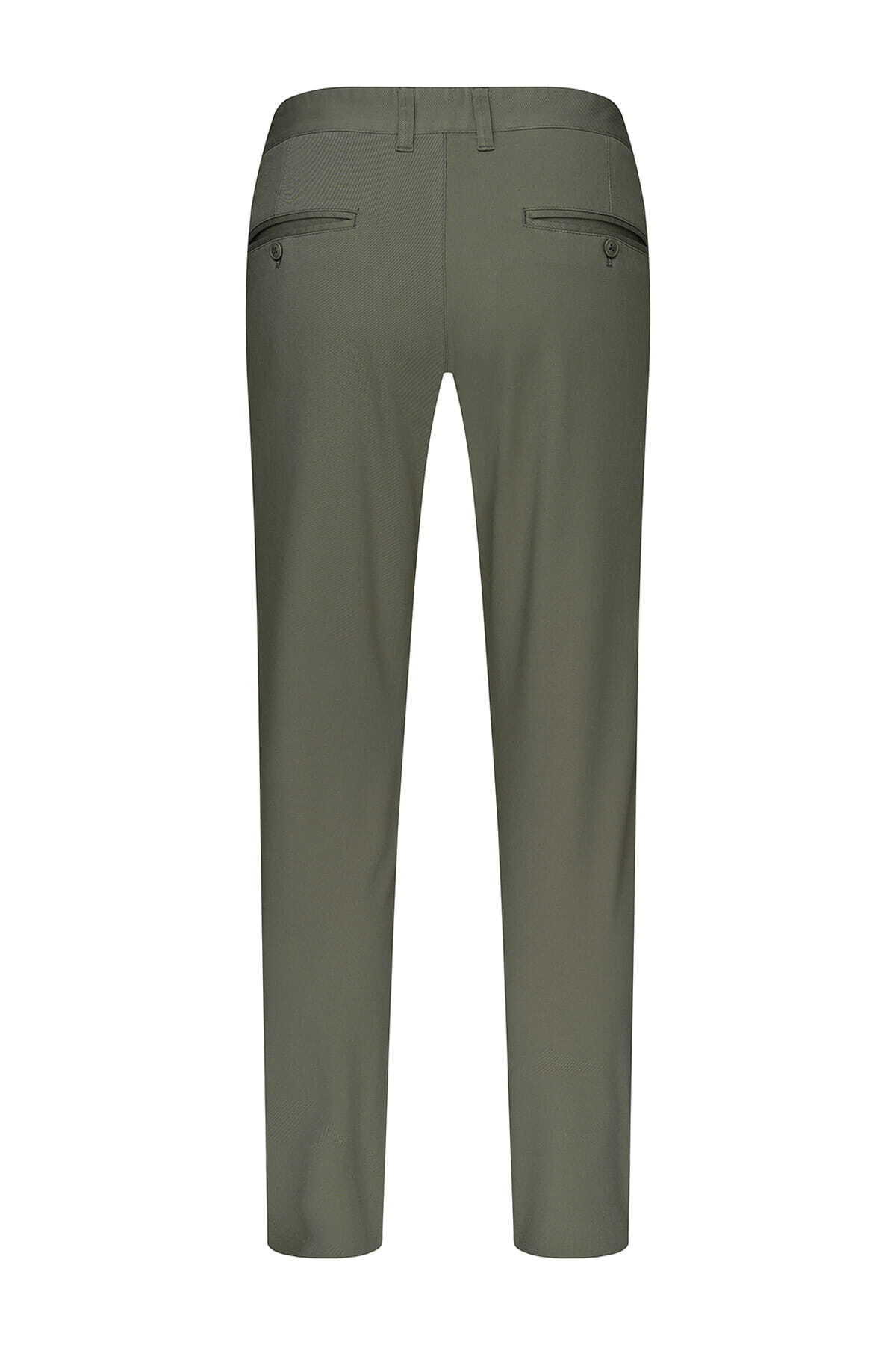 Haki Regular Fit Yandan Cepli Pamuklu Kanvas Pantolon - 4