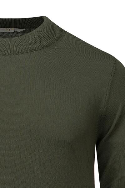 Haki Regular Fit Yarım Balıkçı Yaka Rayon Kazak - 2