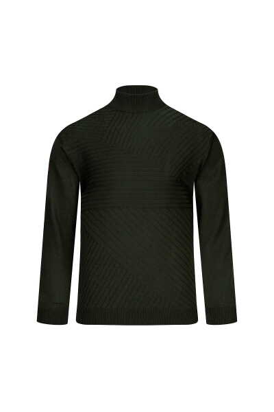 Haki Regular Fit Yarım Balıkçı Yaka Yünlü Kazak 