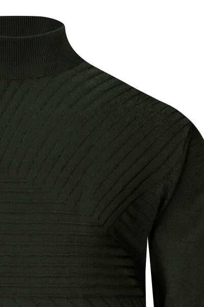 Haki Regular Fit Yarım Balıkçı Yaka Yünlü Kazak - 2