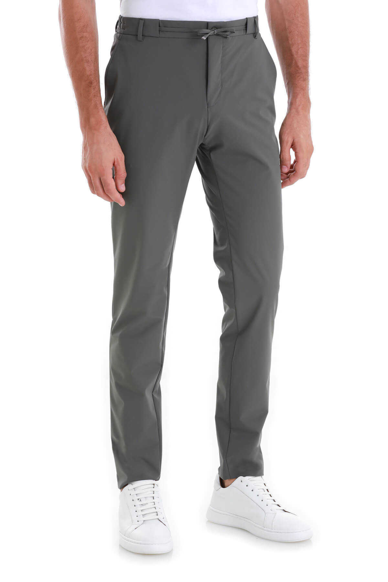 Haki Slim Fit Çizgili Yandan Cepli Jogger Pantolon - HATEM SAYKI