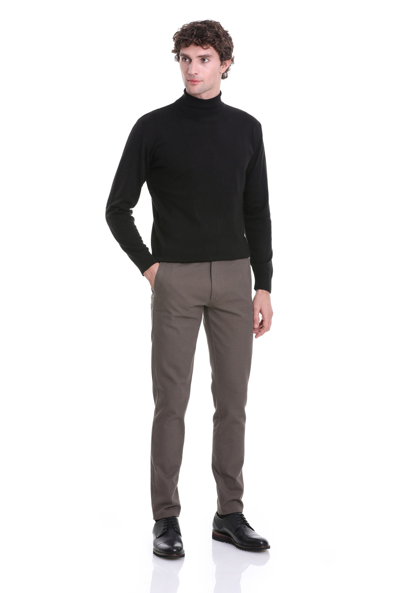 Haki Slim Fit Desenli Pamuklu Yandan Cep Kanvas Pantolon - HTML (1)