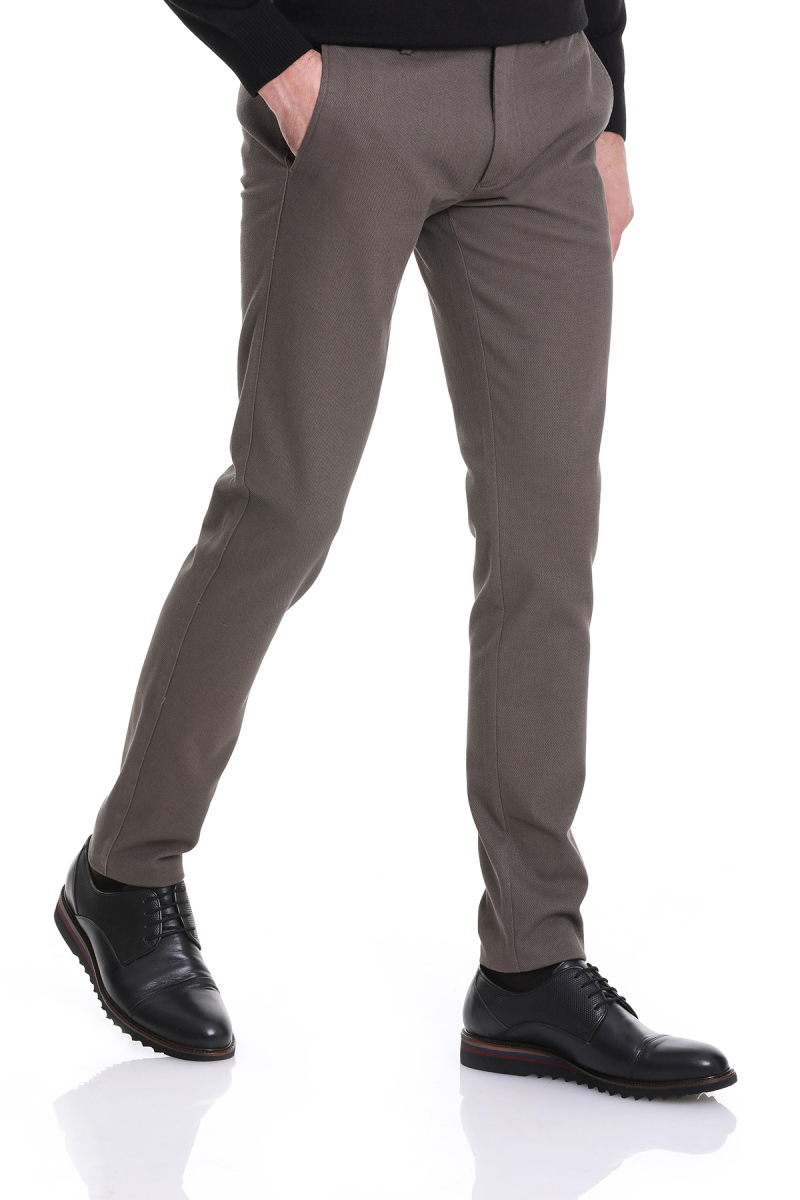 Haki Slim Fit Desenli Pamuklu Yandan Cep Kanvas Pantolon - HTML (1)