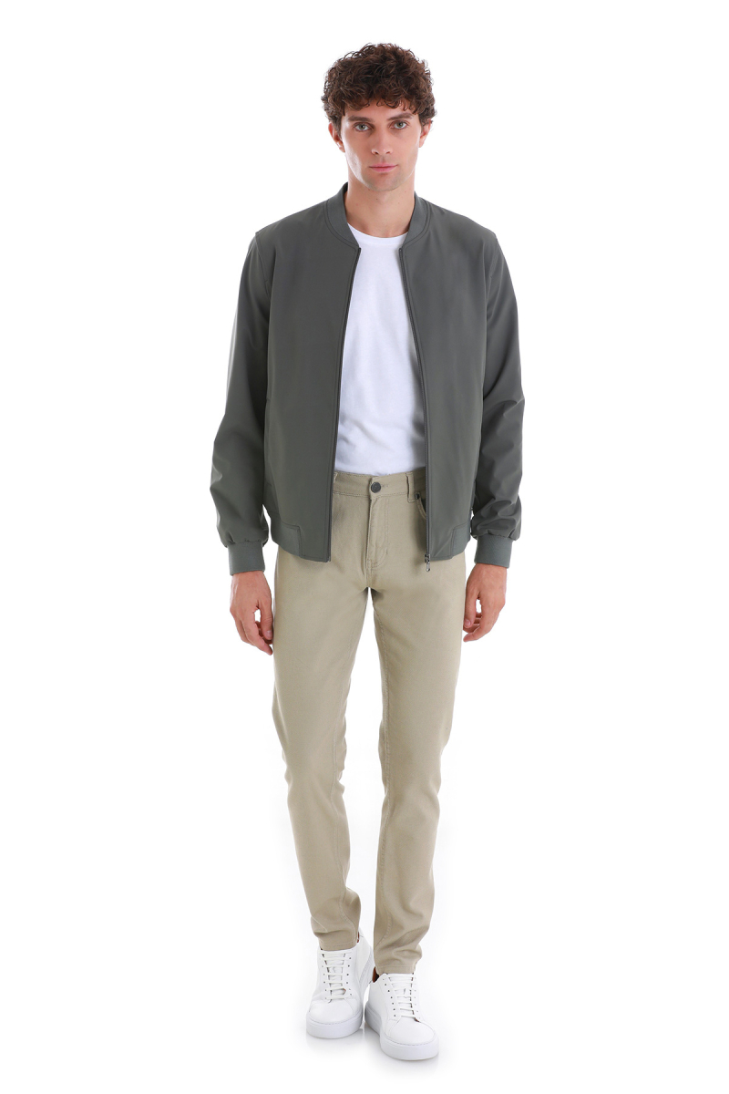 Haki Slim Fit Düz Baharlık Bomber Mont - HATEM SAYKI (1)