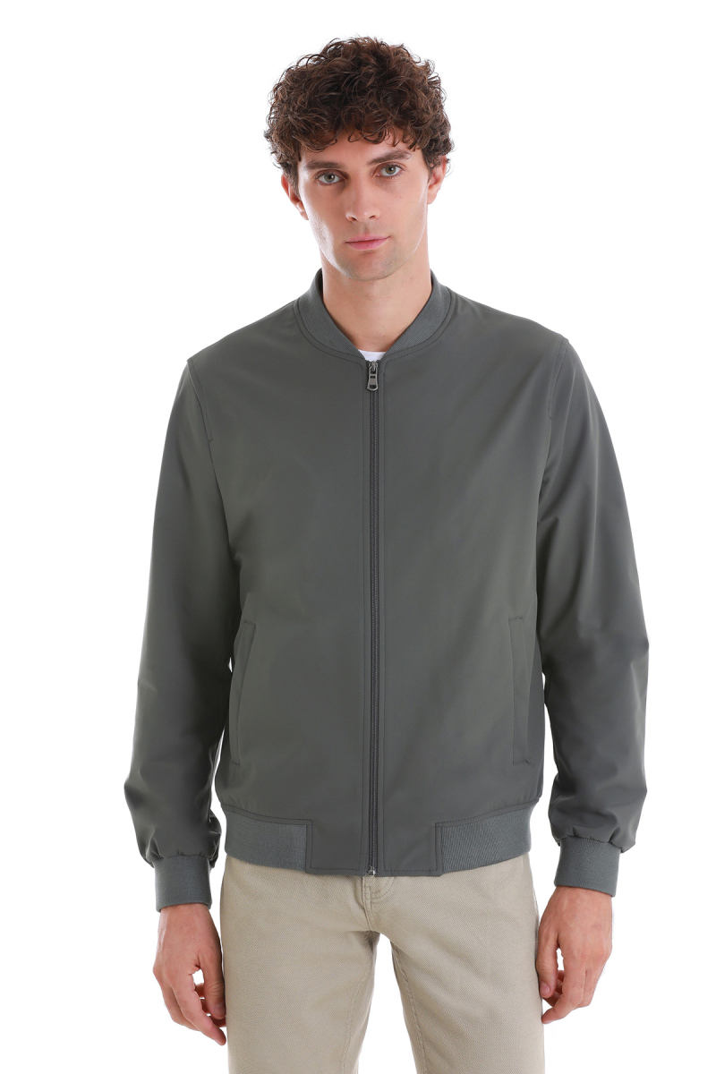 Haki Slim Fit Düz Baharlık Bomber Mont - HATEM SAYKI (1)