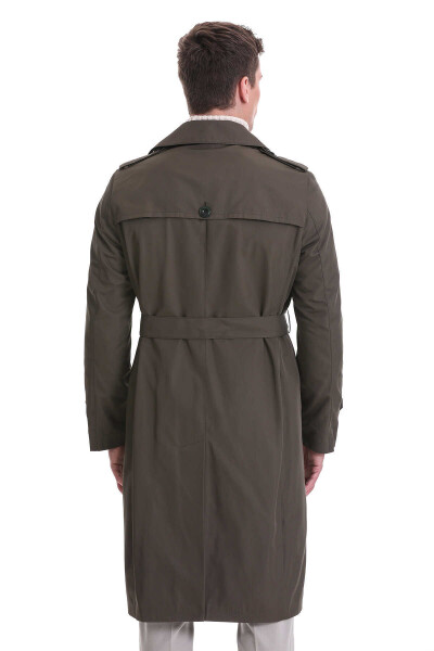 Haki Slim Fit Bebe Yaka Basic Pardösü - 7