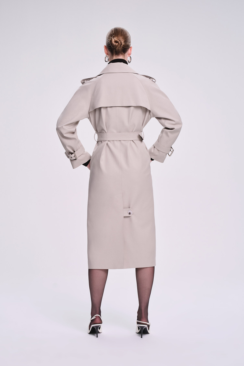 Saykı Woman Haki Slim Fit Mono Yaka Pamuklu Trençkot - Saykı Woman (1)