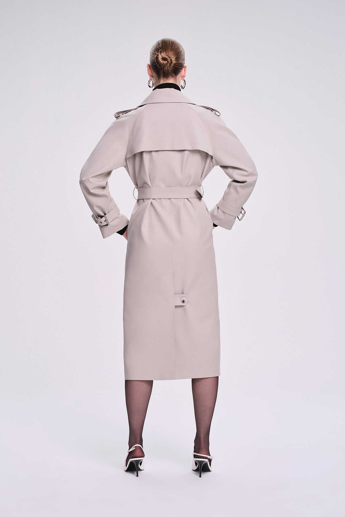 Saykı Woman Haki Slim Fit Mono Yaka Pamuklu Trençkot - 2