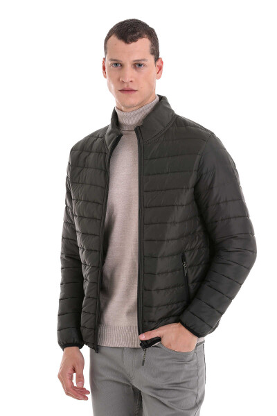 Haki Slim Fit Hakim Yaka Şişme Mont - 3