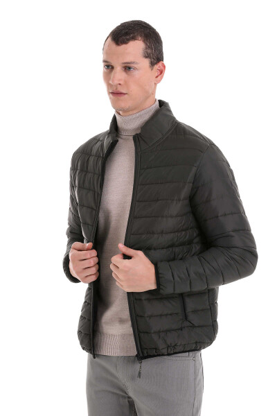 Haki Slim Fit Hakim Yaka Şişme Mont - 4