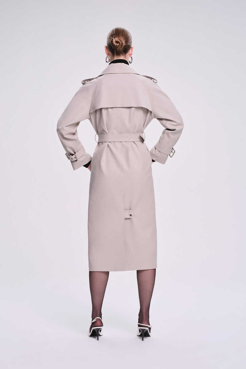 Saykı Woman Haki Slim Fit Mono Yaka Pamuklu Trençkot - Saykı Woman (1)